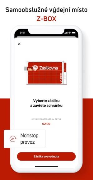 Aplikace Zásilkovna - obrazovka pro otevření boxu Aplikace Zásilkovna - obrazovka pro otevření boxu
